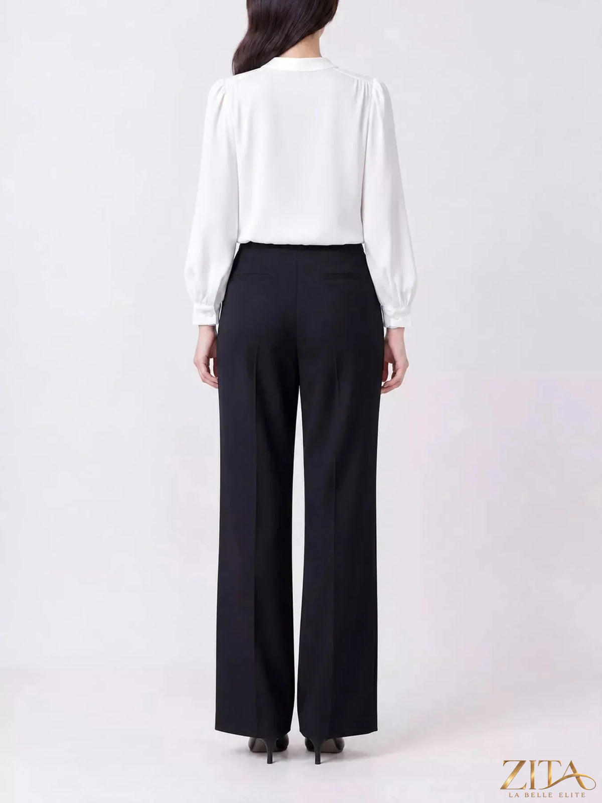 Plus size Zita La Belle Elite tie-front long sleeve shirt with full-length sleeves and a relaxed fit, elegant and stylish.