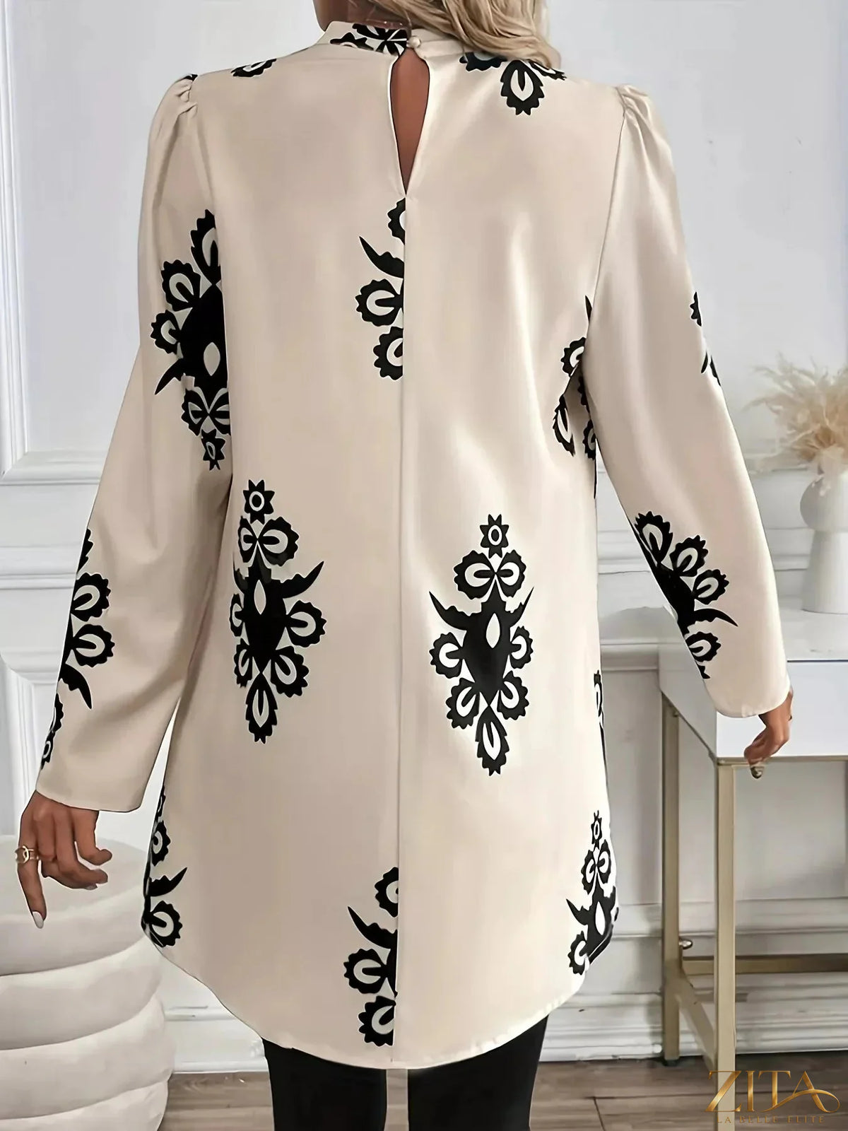 Printed long sleeve blouse by Zita La Belle Elite, featuring a stylish floral pattern and elegant design in soft fabric.