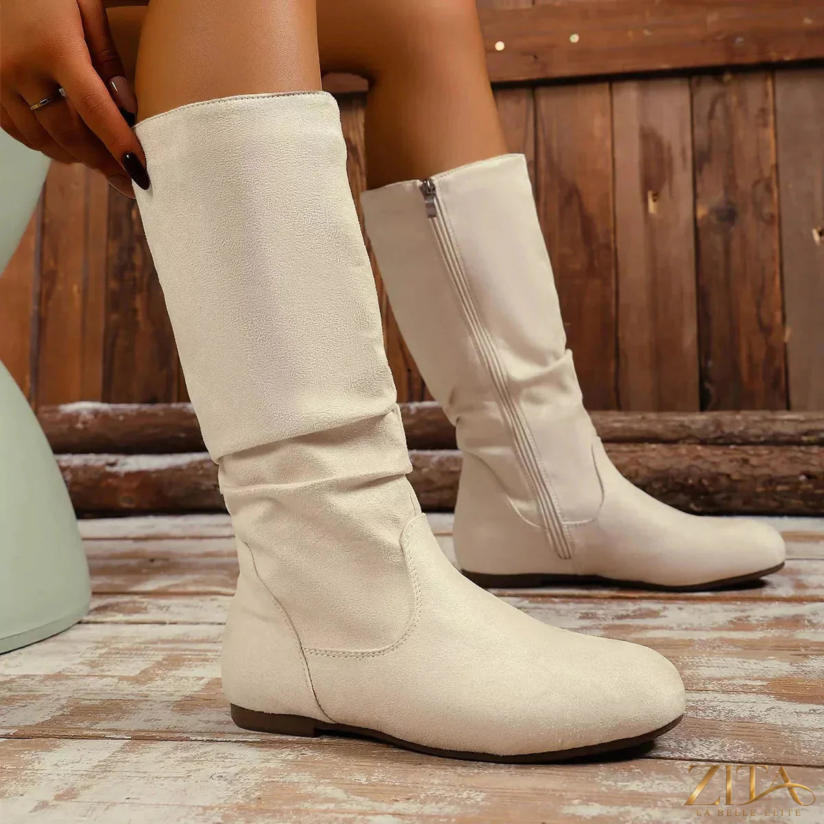 Zita La Belle Elite round toe side zip boots in black leather, stylish ankle boots with side zipper closure.