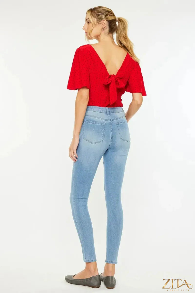 Zita La Belle Elite Kancan high-rise super skinny jeans in dark wash, showing fitted silhouette and classic denim details.