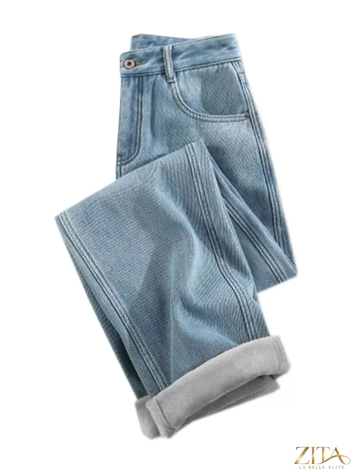 Zita La Belle Elite high-waisted vintage wash wide-leg jeans with relaxed fit and classic denim style.