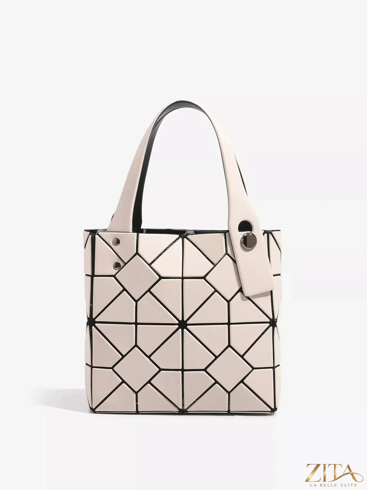 Geometric matte modular handbag by Zita La Belle Elite with structured design and multiple compartments, stylish accessory for everyday use.