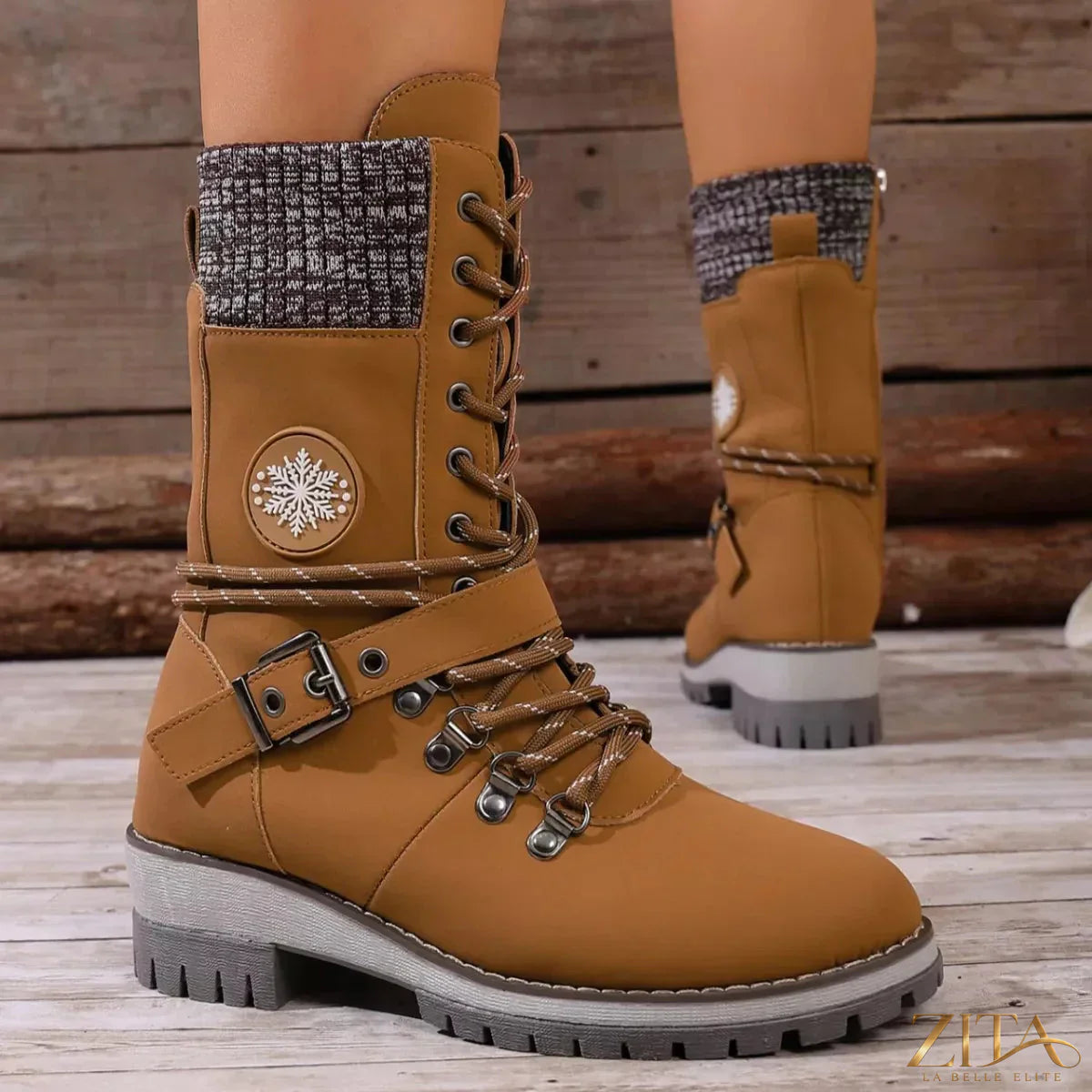Trendsi lace-up ankle combat boots with chunky soles and black leather finish, stylish footwear for casual or edgy looks.