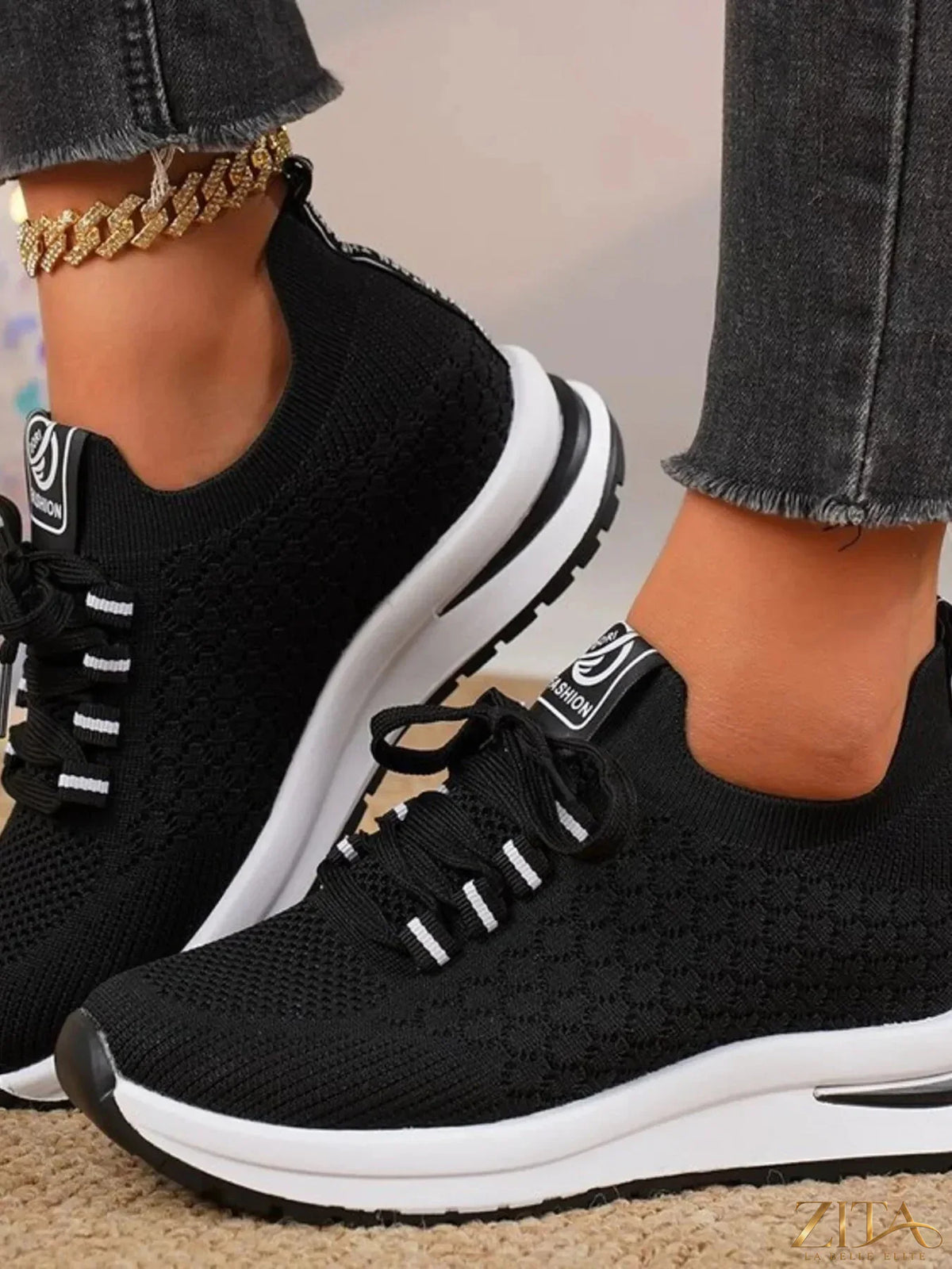 Zita La Belle Elite breathable mesh lace-up sneakers showing lightweight design and stylish mesh upper for comfort and breathability.