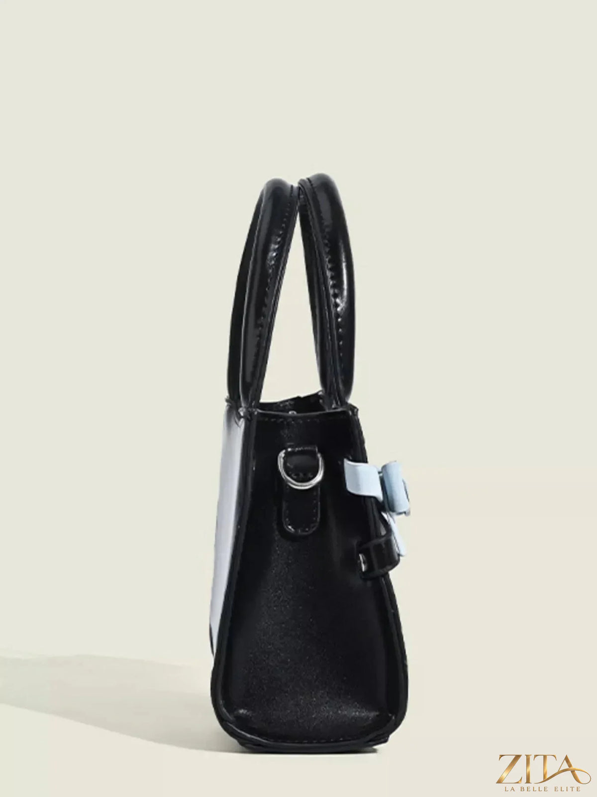 Zita La Belle Elite Bow Decor Top Handle Handbag with elegant bow detail and structured design in neutral color