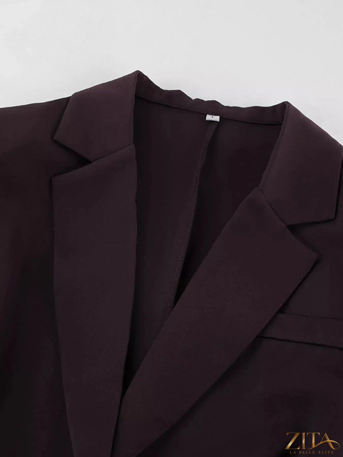 Zita La Belle Elite one-button blazer with matching wide-leg pants set, tailored fit, in classic black fabric.