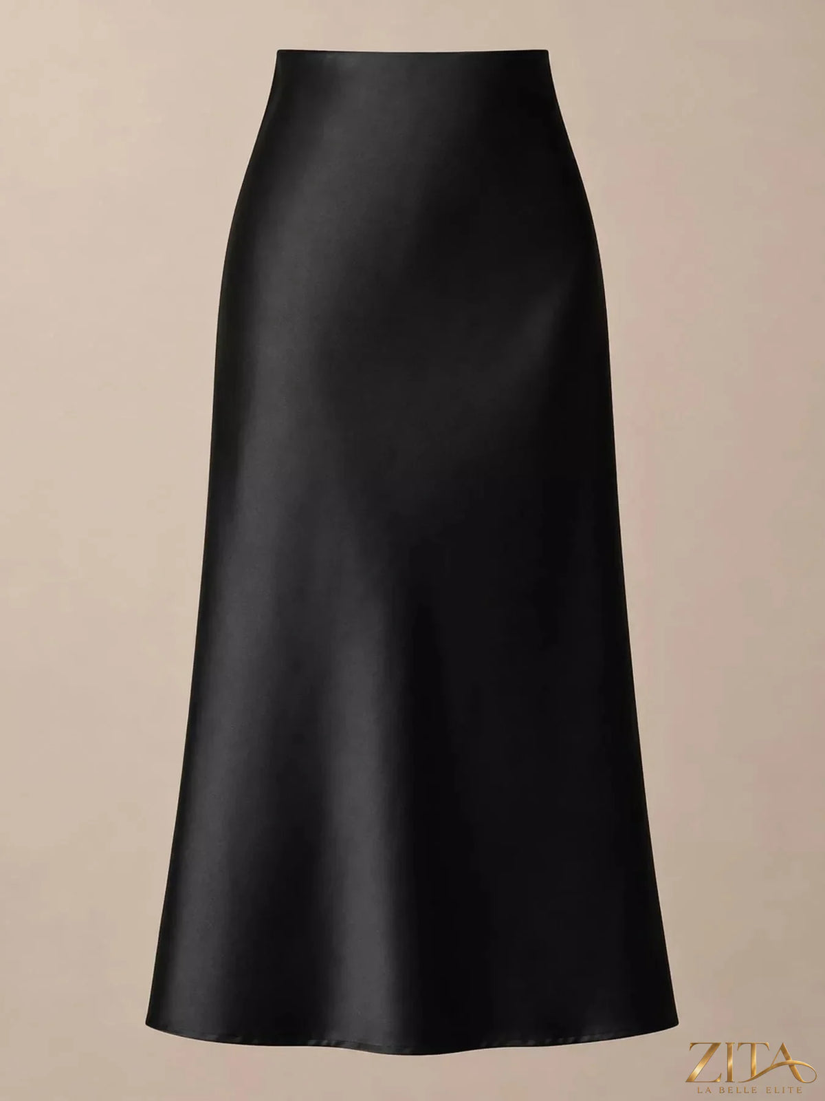 High-waisted satin midi skirt from Trendsi with a smooth, shiny fabric and elegant design, perfect for stylish outfits.