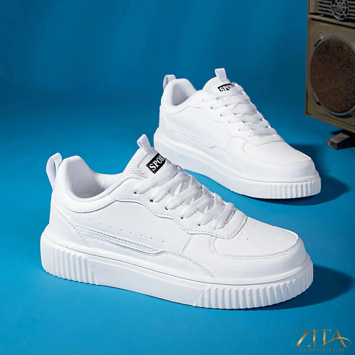 Zita La Belle Elite lace-up contrast platform sneakers with chunky soles and stylish design, shown from the front view.