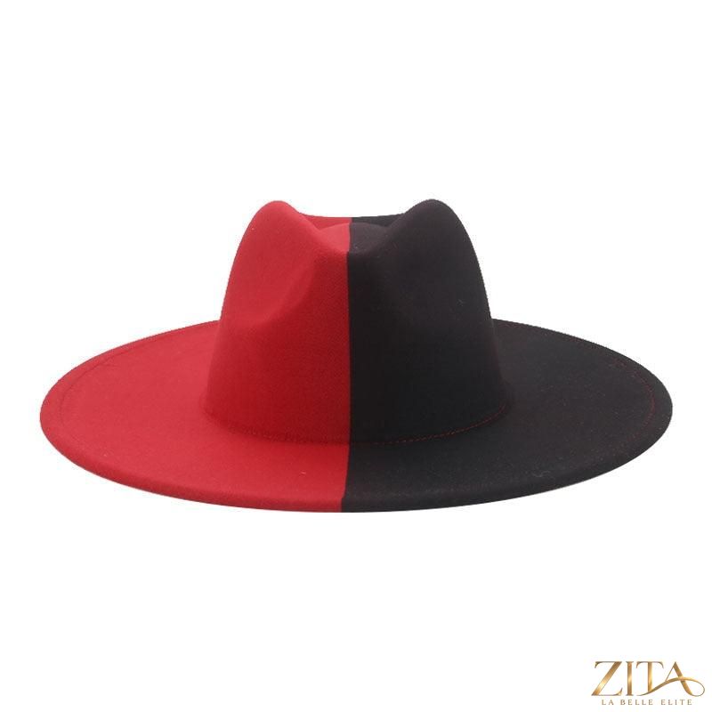 Elegant women's wide brim Fedora hat with belt by Zita La Belle Elite, featuring a fashionable retro style and UV protection.