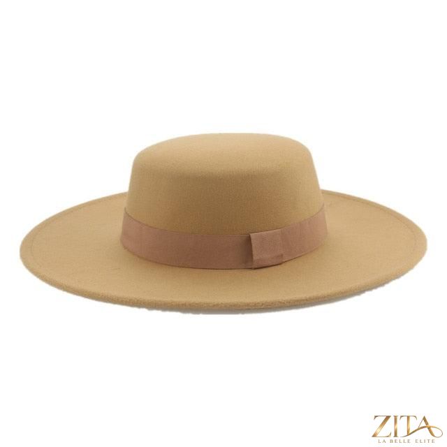 Elegant women's wide brim fedora hat with belt from Zita La Belle Elite, featuring a stylish retro design and UV protection.