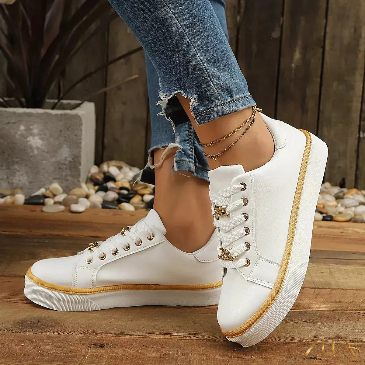 Zita La Belle Elite round toe platform sneakers with chunky soles and stylish design, perfect for casual and trendy outfits.