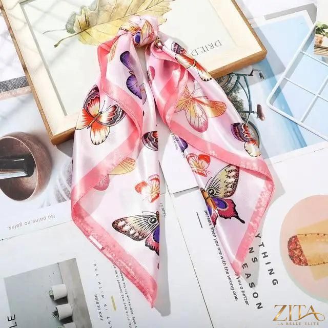 Square satin silk scarf by Zita La Belle Elite, 24x24 inches, versatile for headbands, hair accessories, or stylish wraps.