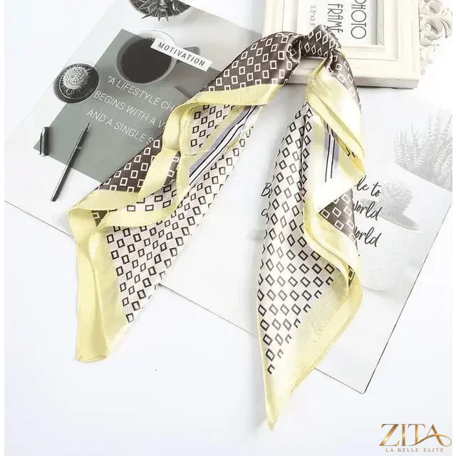 Square satin silk scarf from Zita La Belle Elite, 24x24 inches, versatile for headbands, hair accessories, or stylish accents.