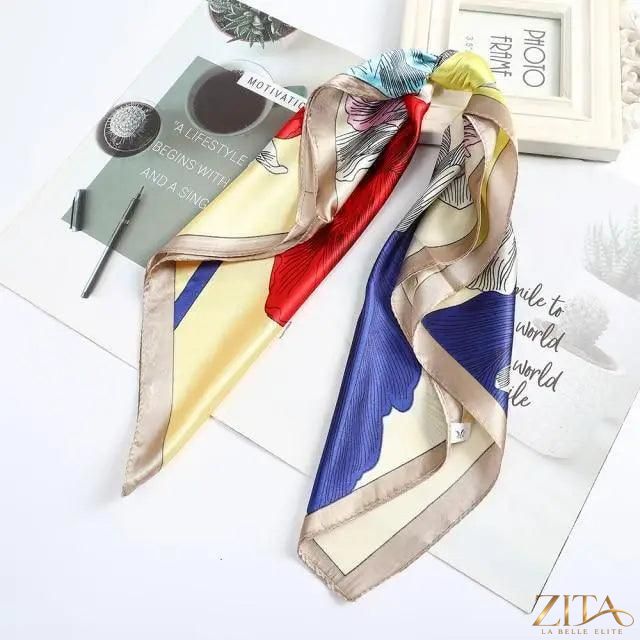 Square satin silk scarf by Zita La Belle Elite, 24x24 inches, featuring a luxurious, smooth fabric suitable for headbands and hair accessories.