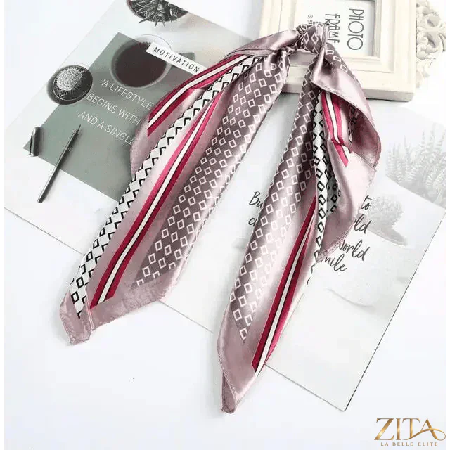 Square satin silk scarf by Zita La Belle Elite, 24x24 inches, versatile for headbands, hair accessories, or stylish wraps.