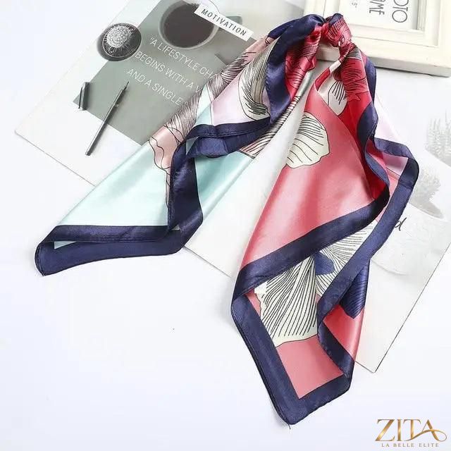 Square satin silk scarf by Zita La Belle Elite, 24x24 inches, versatile for headbands, hair accessories, or stylish wrap.