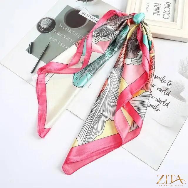 Zita La Belle Elite square satin silk scarf, 24x24 inches, versatile accessory for headbands, hair styling, or fashion accents.