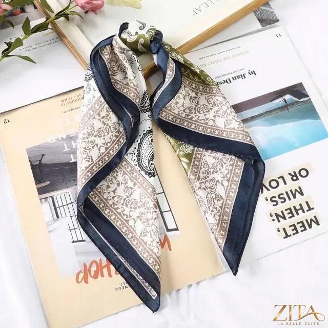 Square satin silk scarf by Zita La Belle Elite, 24x24 inches, versatile for headbands, hair accessories, or stylish wraps.