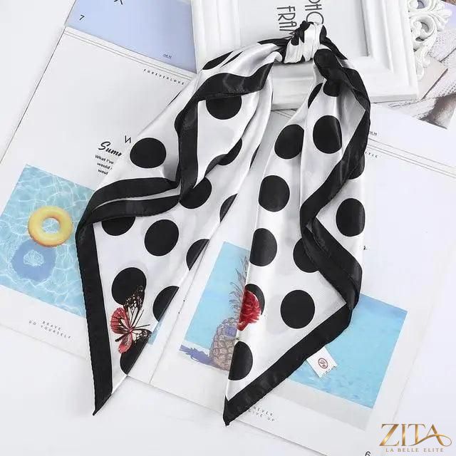 Square satin silk scarf by Zita La Belle Elite, 24x24 inches, featuring a colorful design for headbands and hair accessories.