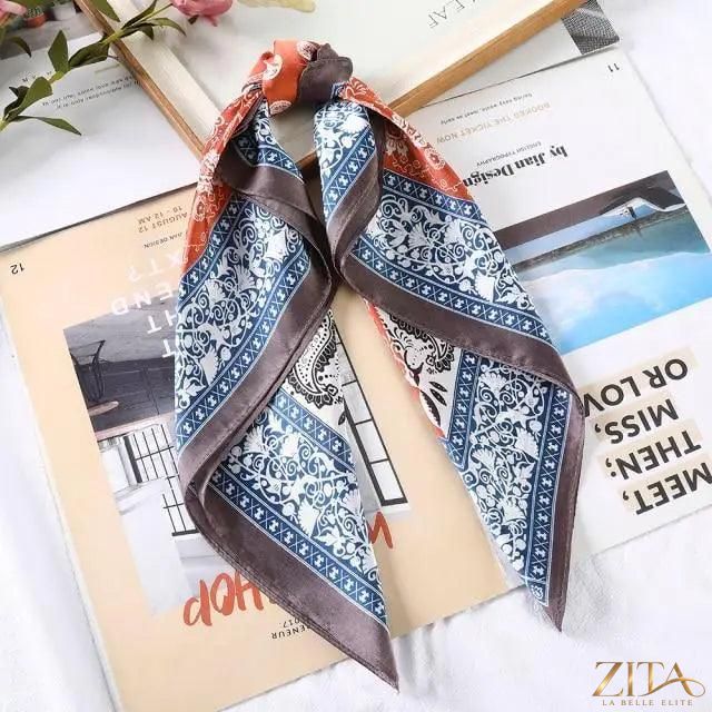 Square satin silk scarf by Zita La Belle Elite, 24x24 inches, versatile for headbands, hair accessories, and stylish wraps.