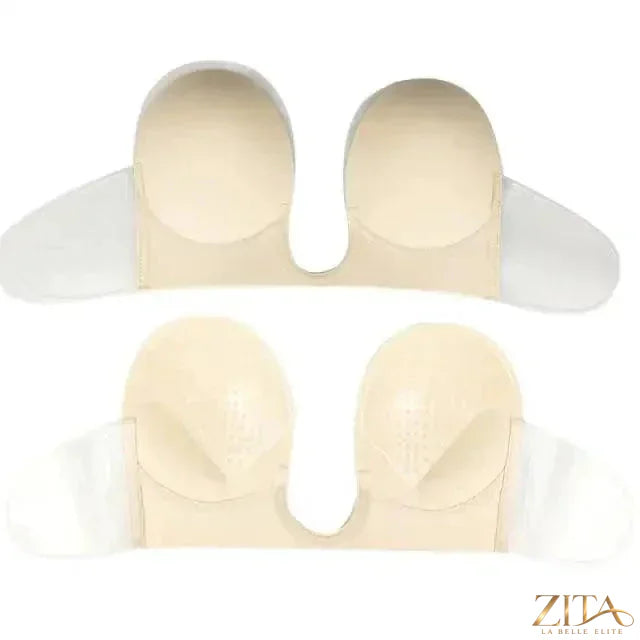 Zita La Belle Elite invisible strapless push-up adhesive bra worn under a dress for a seamless, elegant look at weddings and parties.