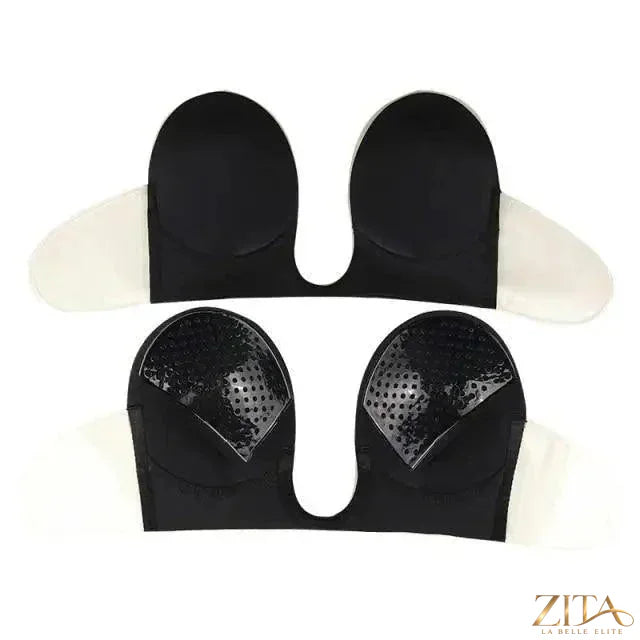 Zita La Belle Elite Invisible Strapless Push-Up Adhesive Bra worn under a dress for a seamless, supportive fit at wedding or party.