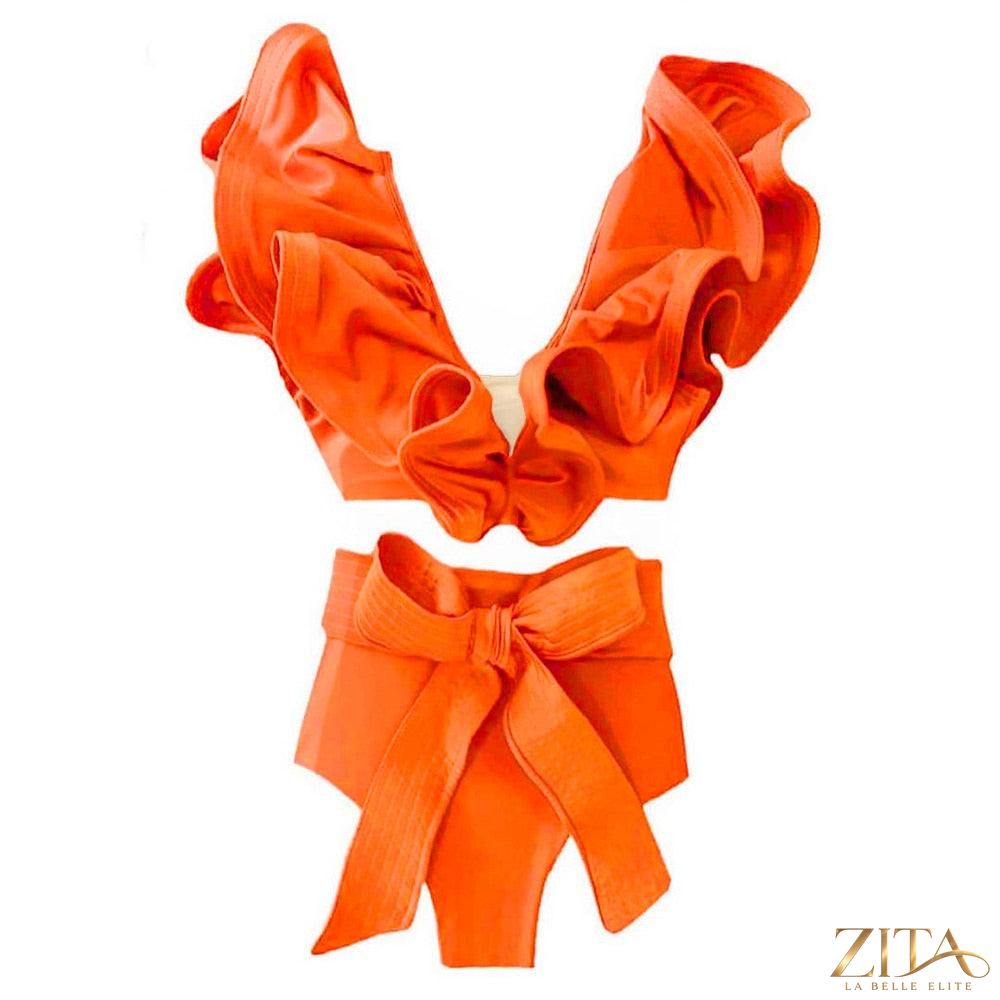 Zita La Belle Elite ruffle push-up bandage bikini set in vibrant colors, featuring a stylish design and adjustable straps.