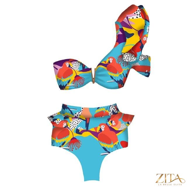 Zita La Belle Elite Ruffle Push-Up Bandage Bikini Set in vibrant colors, featuring ruffle details and supportive push-up design.