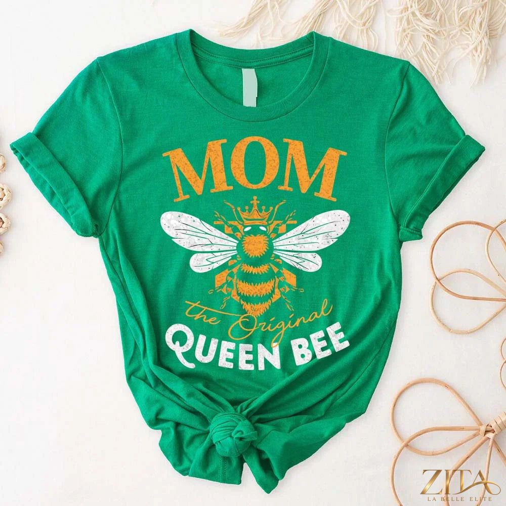 Zita La Belle Elite Mom Queen Bee T-shirt with fun bee graphic and stylish design, perfect for Mother's Day.