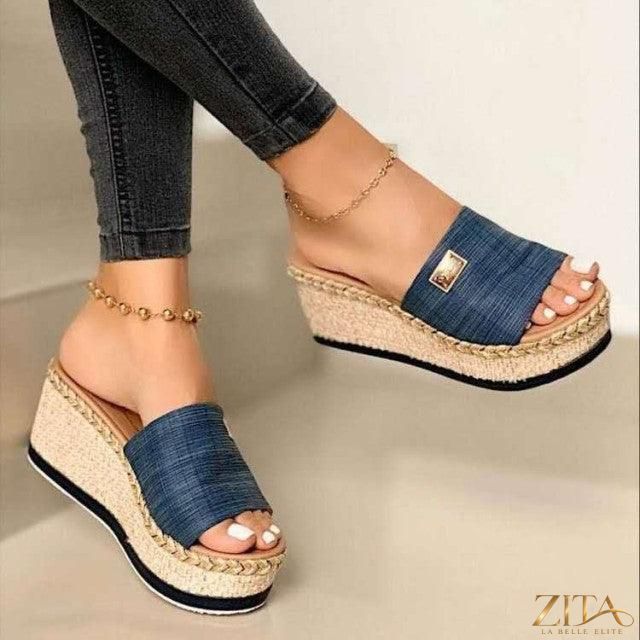 Zita La Belle Elite open toe platform high heel slide sandals for women, summer beach casual footwear with elegant heels.