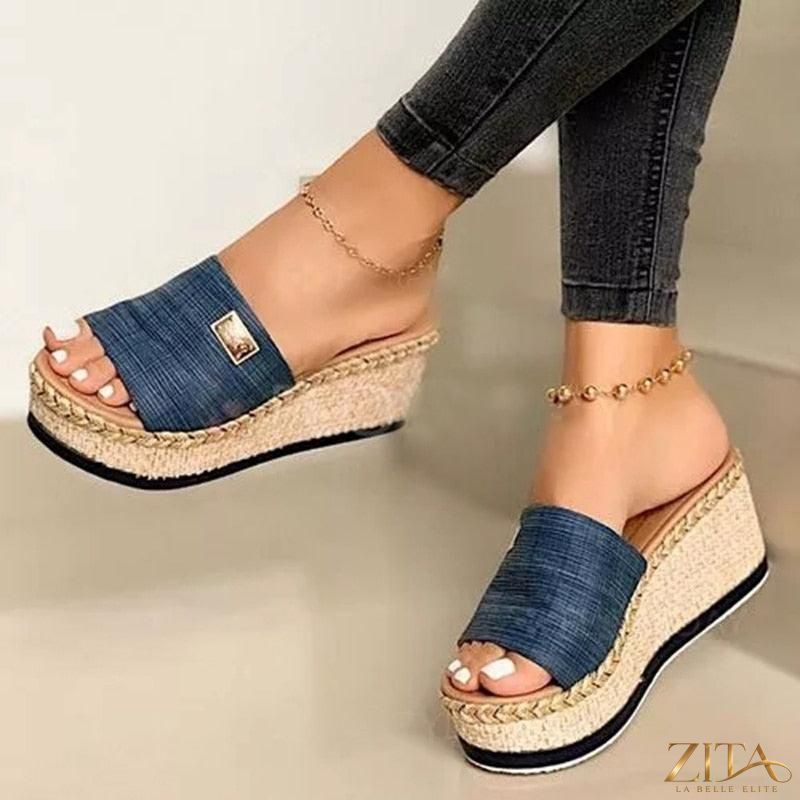 Zita La Belle Elite open toe platform high heel slide sandals for women, outdoor beach style with elegant summer design