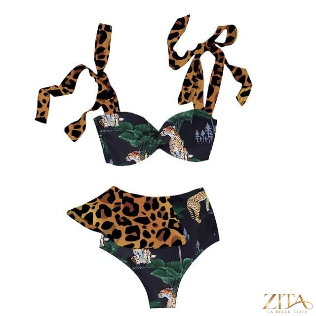Zita La Belle Elite Ruffle Push-Up Bandage Bikini Set for women with padded bra, ruffle details, and low-rise two-piece swimwear.