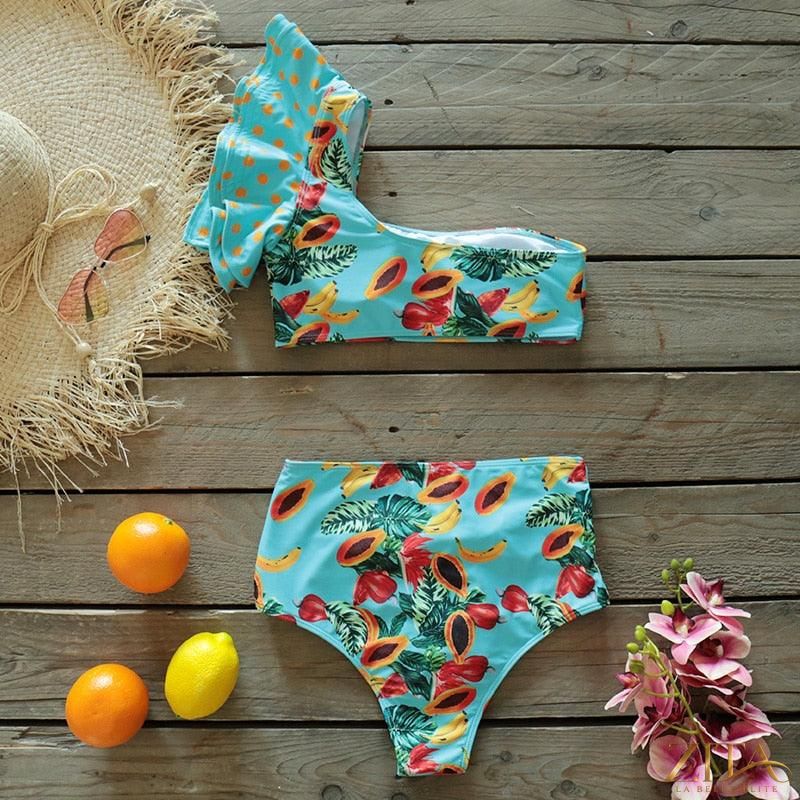 Zita La Belle Elite Ruffle Push-Up Bandage Bikini Set with padded bra, ruffles, and low-rise two-piece design for women’s swimwear.