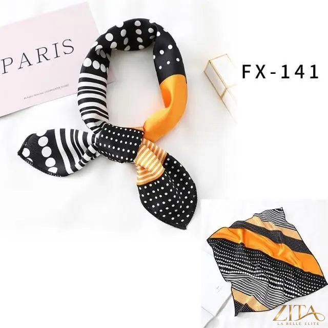 Printed square silk neck scarf for women by Zita La Belle Elite, featuring a fashionable, versatile design.