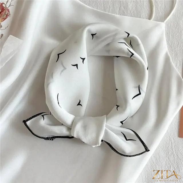 Printed square silk neck scarf for women by Zita La Belle Elite, featuring a fashionable, versatile design.