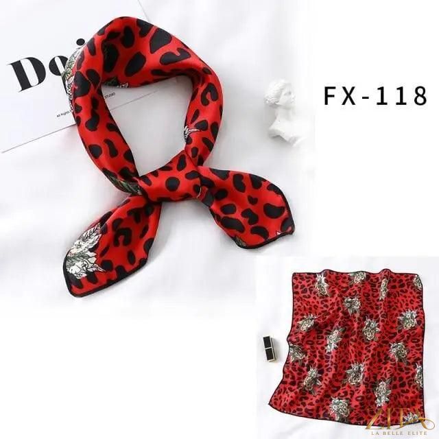 Printed square silk neck scarf for women, featuring a vibrant, fashionable design from Zita La Belle Elite.