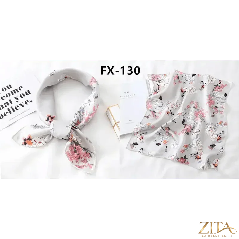 Printed square silk neck scarf for women by Zita La Belle Elite, featuring a stylish, versatile design perfect for fashion accessories.