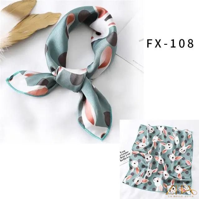 Printed square silk neck scarf for women by Zita La Belle Elite, featuring a fashionable, versatile design.