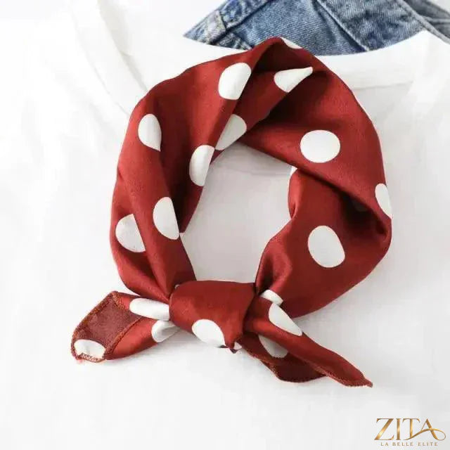 Printed square silk neck scarf for women, stylish and versatile, by Zita La Belle Elite, featuring a fashionable design.