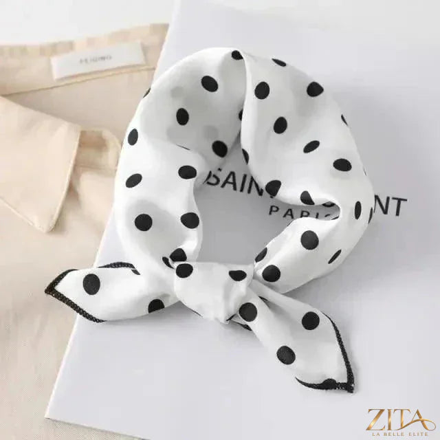 Printed square silk neck scarf by Zita La Belle Elite, featuring a fashionable floral design, perfect for women's accessories.