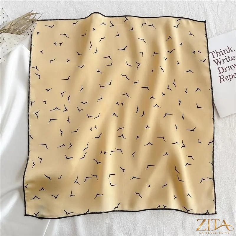 Printed square silk neck scarf by Zita La Belle Elite, featuring a stylish, versatile design for women.