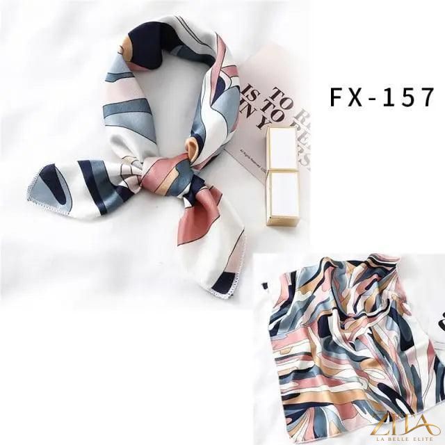 Printed square silk neck scarf by Zita La Belle Elite, featuring a fashionable floral design, perfect for women’s stylish accessories.