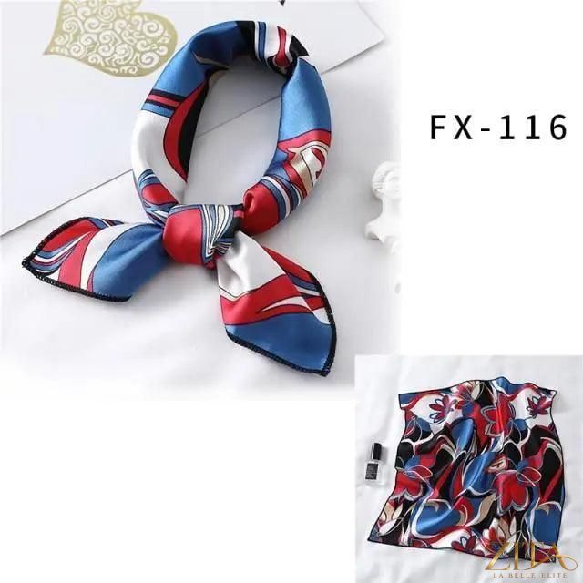 Printed square silk neck scarf for women by Zita La Belle Elite, featuring a fashionable, versatile design.