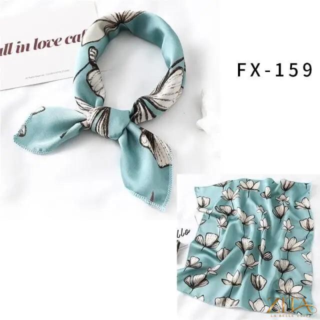 Printed square silk neck scarf for women by Zita La Belle Elite, featuring a fashionable, versatile design in vibrant colors.
