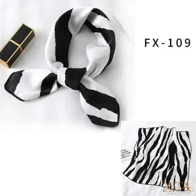 Printed square silk neck scarf for women by Zita La Belle Elite, featuring a stylish, versatile design for fashionable accessories.