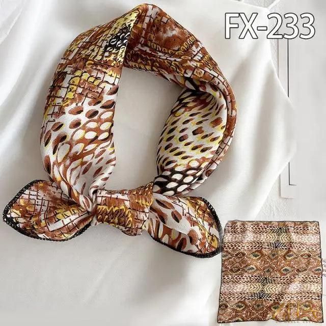 Printed square silk neck scarf for women, featuring vibrant patterns and lightweight, elegant silk fabric by Zita La Belle Elite.