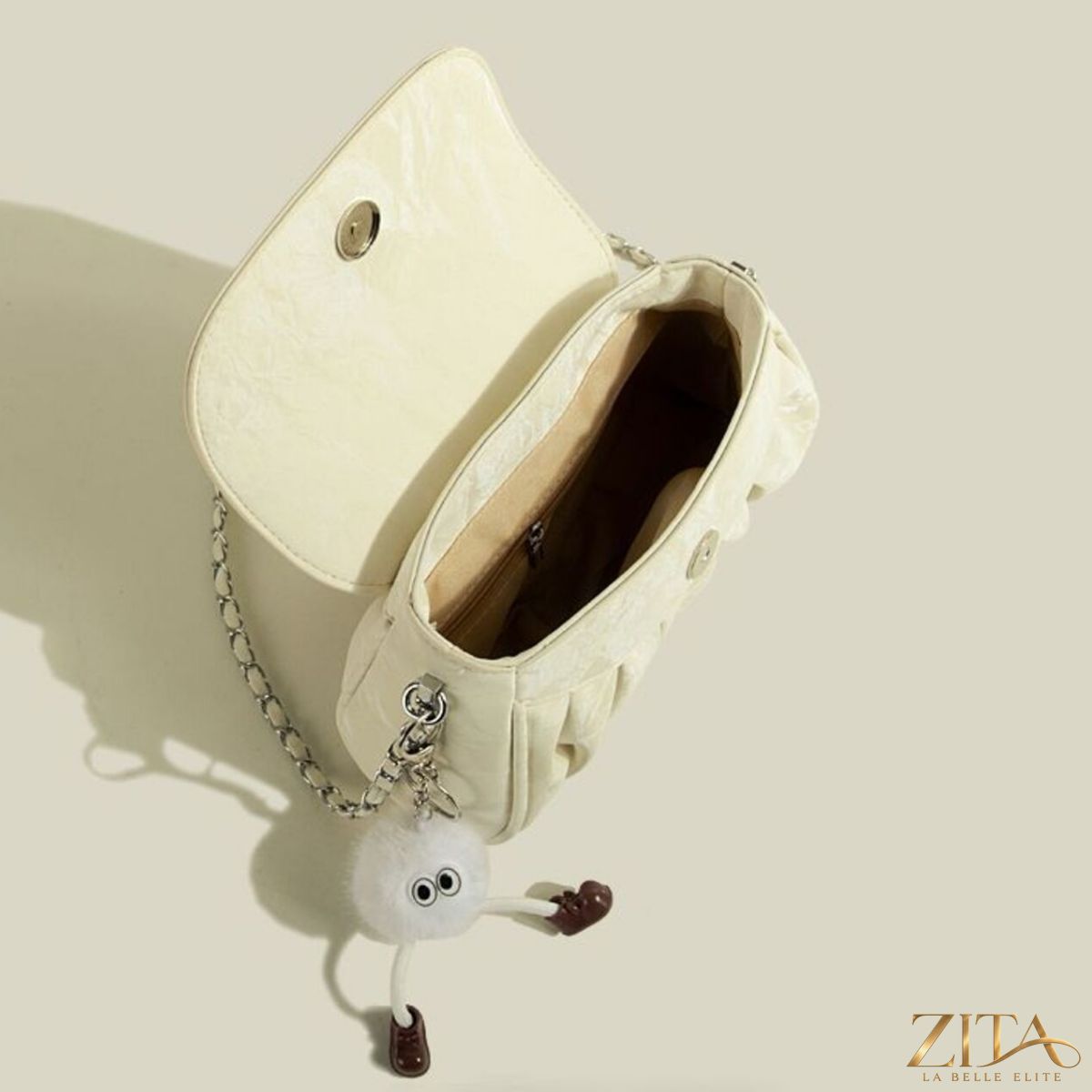 Zita La Belle Elite ruched chain strap shoulder bag with a sleek design and elegant detailing, perfect for stylish occasions.