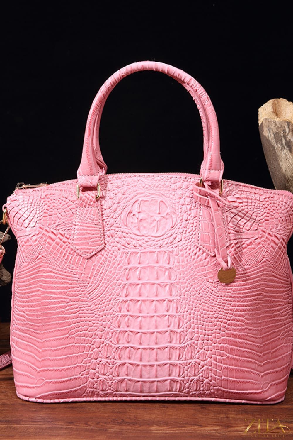 Zita La Belle Elite PU leather handbag with sleek design, top handle, and stylish gold hardware on a neutral background.