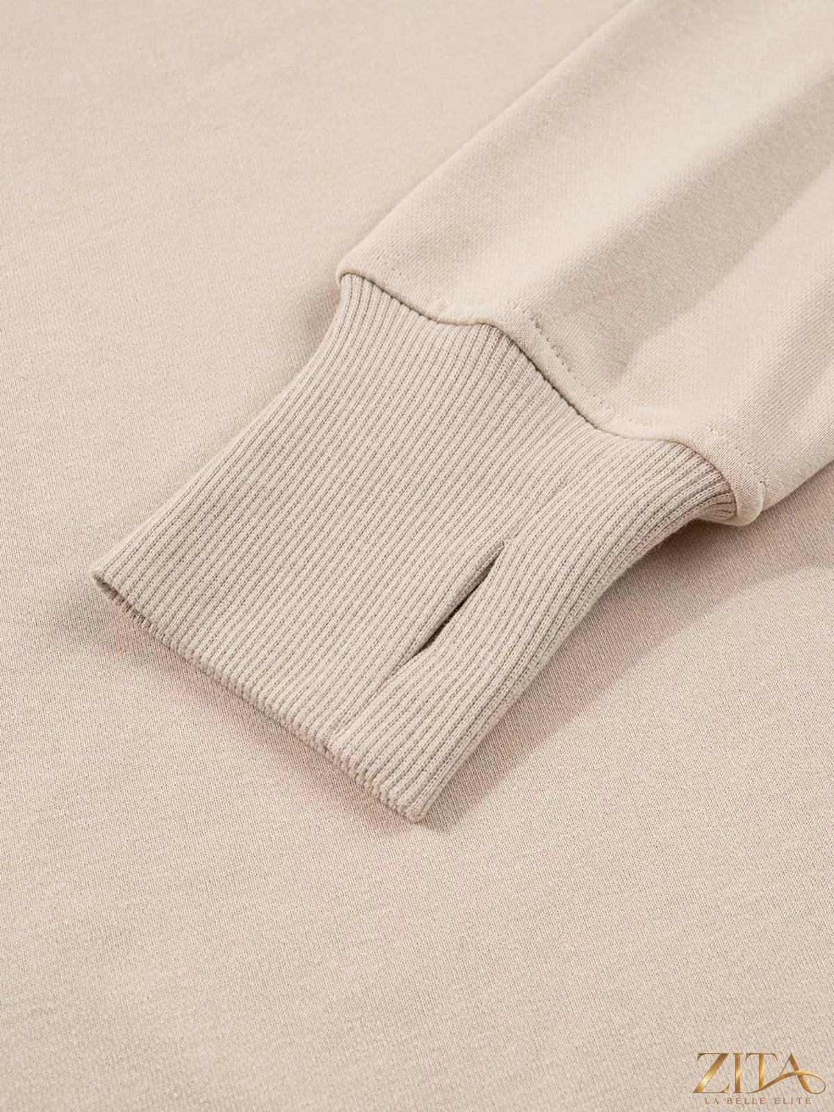 Zita La Belle Elite solid color oversized slit sweatshirt with ribbed leggings 2-piece set, displayed on a neutral background.