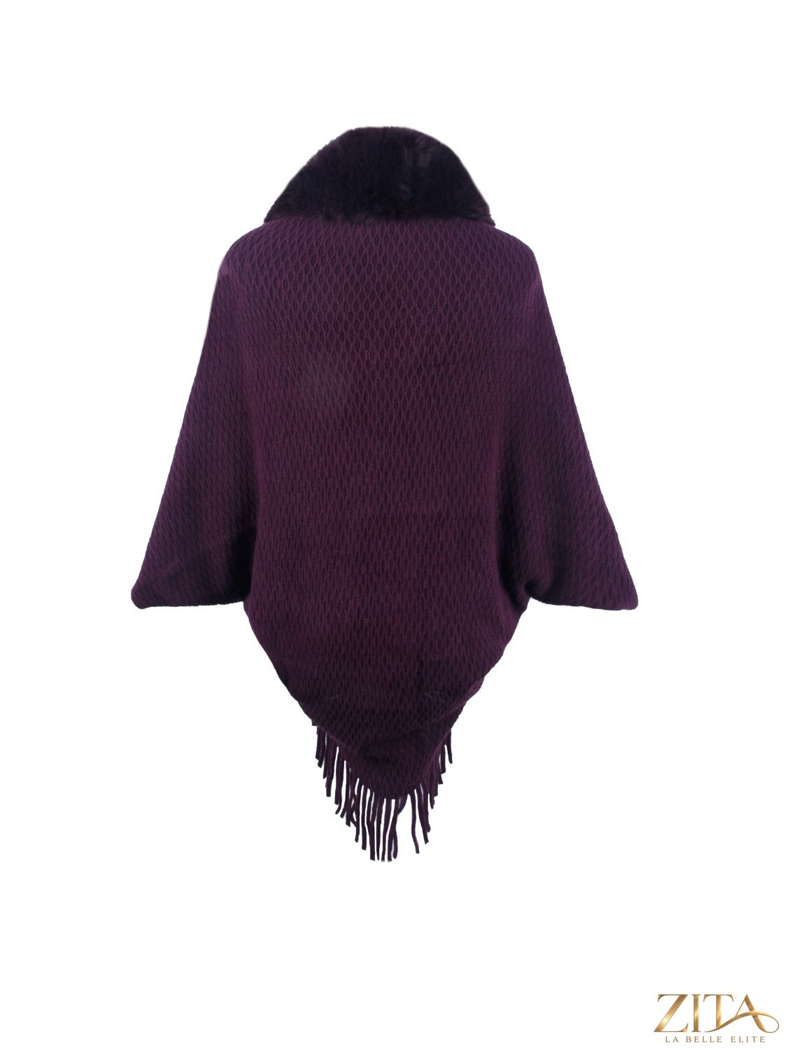 Open front fringe hem poncho by Trendsi, showing a flowy, lightweight garment with fringe details and an open front design.